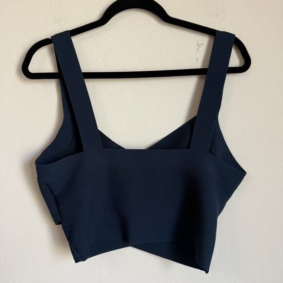 Aritzia Babaton XL Sculpt Knit Greek Tank Navy Blue Ribbed Shape Wear Boho Chic - Picture 8 of 16